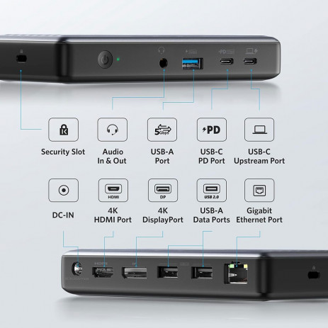 Портативное зарядное устройство Anker PowerExpand 9in1 USB Type-C PD Dock A8394