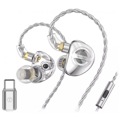 Наушники TRN MT4 Pro с микрофоном type-c (серебристый)