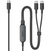 Кабель Anker 140W 2-in-1 USB-C to USB-C A8895 1,8m black
