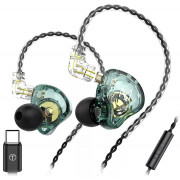 Наушники TRN MT1 mic t-c green