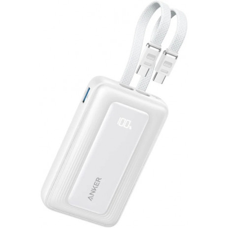 Портативное зарядное устройство (Powerbank) Anker Zolo Power Bank Built-in Dual USB-C Cable A110L 35W 10000mAh (белый)