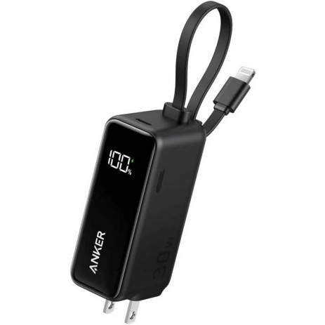 Портативное зарядное устройство (Powerbank) Anker Power Bank Fusion Built-In Lightning Cable A1636 30W 5000mAh (черный)