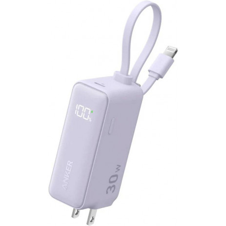 Портативное зарядное устройство (Powerbank) Anker Power Bank Fusion Built-In Lightning Cable A1636 30W 5000mAh (сиреневый)
