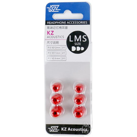 KZ Acoustics Memory Foam (3 пары, красный)