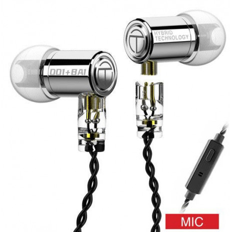 Наушники TRN M10 с микрофоном (серебристый)